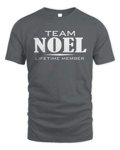 NOEL BL62-K4-128 - Personalized “Team NAME Lifetime Member” - Unisex Standard T-Shirt - Charcoal