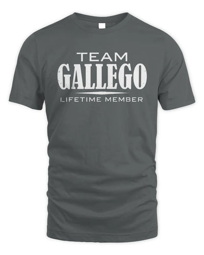 GALLEGO BL62-K4-128 - Personalized “Team NAME Lifetime Member” - Unisex Standard T-Shirt - Charcoal
