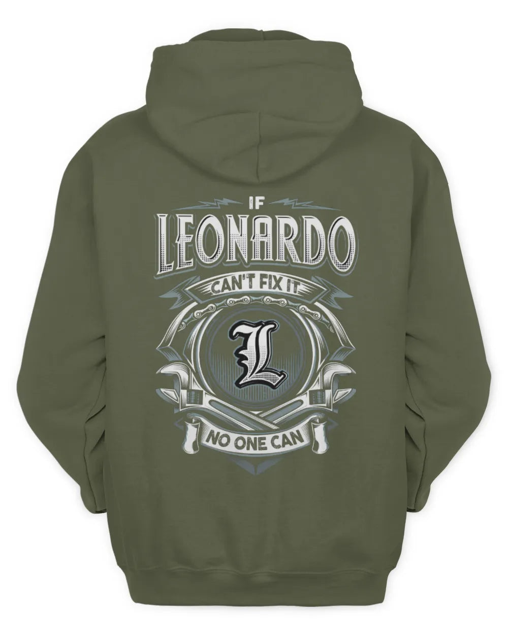 LEONARDO AP81-K4-626 - Personalized Ahmed Quote Apparel “If Ahmed Can't Fix It, No One Can” - Unisex Hoodie - Military Green