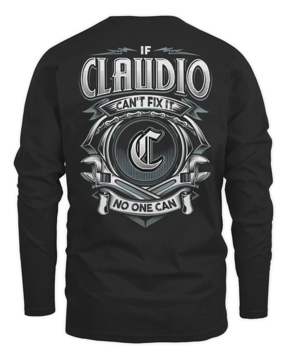 CLAUDIO AP81-K4-626 - Personalized Ahmed Quote Apparel “If Ahmed Can't Fix It, No One Can” - Men's Long Sleeved T-Shirt - Black