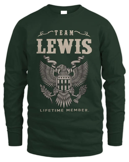 LEWIS TP06-K82 – Personalized Classic Style Apparel “Team NAME Lifetime Member” - Men's Long Sleeved T-Shirt - Forest Green
