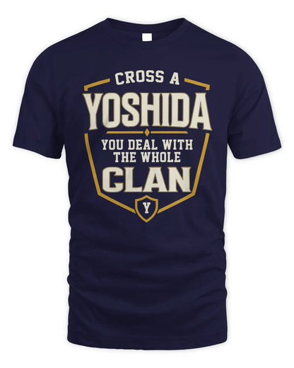 YOSHIDA NT1-K008 Cross A/An NAME, You Deal With the Whole Clan | Personalized Vintage T-Shirt - Unisex Standard T-Shirt - Navy
