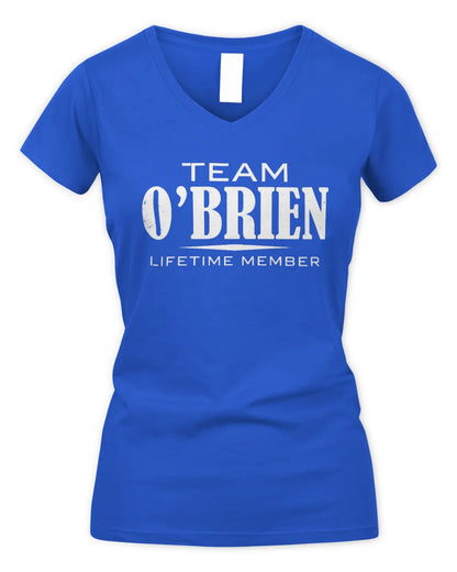 O'BRIEN BL62-K4-128 - Personalized “Team NAME Lifetime Member” - Women's V-Neck T-Shirt - Royal