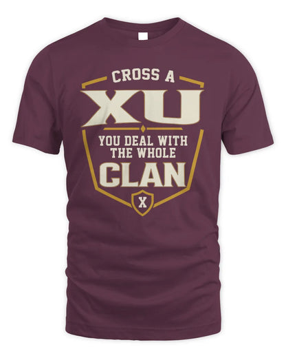 XU NT1-K008 Cross A/An NAME, You Deal With the Whole Clan | Personalized Vintage T-Shirt - Unisex Standard T-Shirt - Maroon