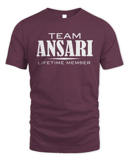 ANSARI BL62-K4-128 - Personalized “Team NAME Lifetime Member” - Unisex Standard T-Shirt - Maroon