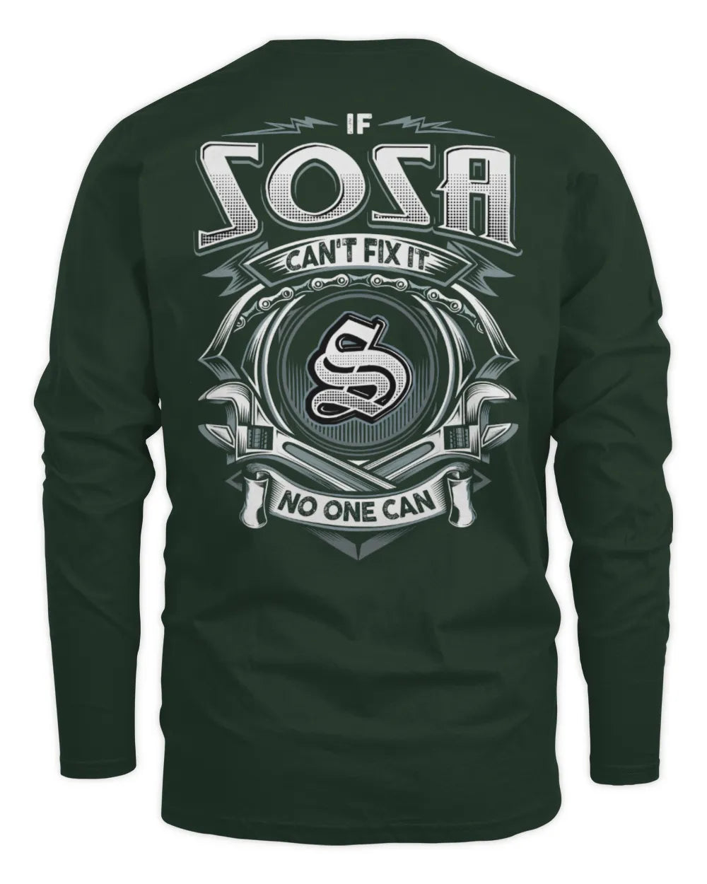 SOSA AP81-K4-626 - Personalized Ahmed Quote Apparel “If Ahmed Can't Fix It, No One Can” - Men's Long Sleeved T-Shirt - Forest Green