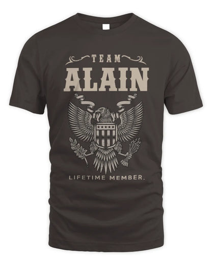 ALAIN TP06-K82 – Personalized Classic Style Apparel “Team NAME Lifetime Member” - Unisex Standard T-Shirt - Dark Chocolate