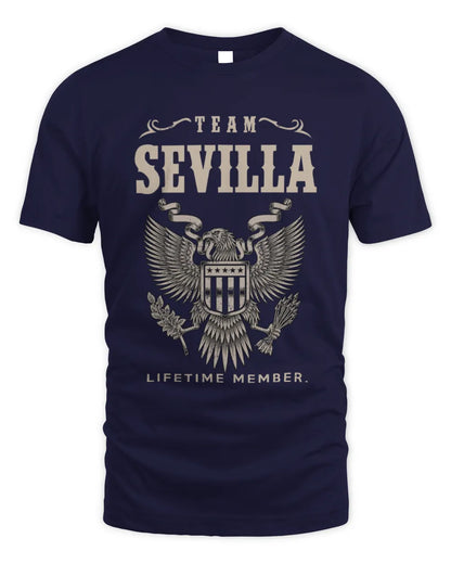 SEVILLA TP06-K82 – Personalized Classic Style Apparel “Team NAME Lifetime Member” - Unisex Standard T-Shirt - Navy