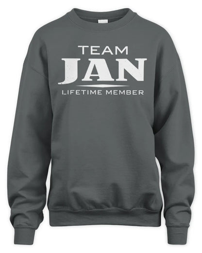 JAN BL62-K4-128 - Personalized “Team NAME Lifetime Member” - Unisex Sweatshirt - Charcoal