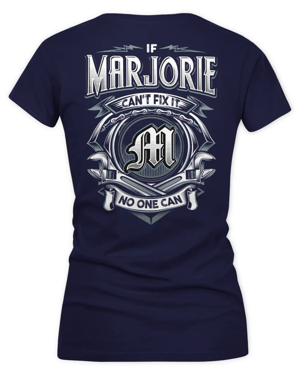 MARJORIE AP81-K4-626 - Personalized Ahmed Quote Apparel “If Ahmed Can't Fix It, No One Can” - Women's V-Neck T-Shirt - Navy