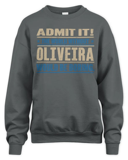 OLIVEIRA TP68-K2-968 – Personalized Funny Quote Apparel “The World Without NAME Would Be Boring” - Unisex Sweatshirt - Charcoal