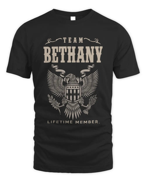 BETHANY TP06-K82 – Personalized Classic Style Apparel “Team NAME Lifetime Member” - Unisex Standard T-Shirt - Black
