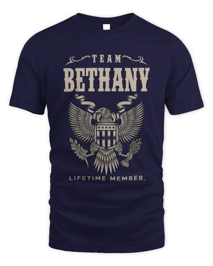 BETHANY TP06-K82 – Personalized Classic Style Apparel “Team NAME Lifetime Member” - Unisex Standard T-Shirt - Navy