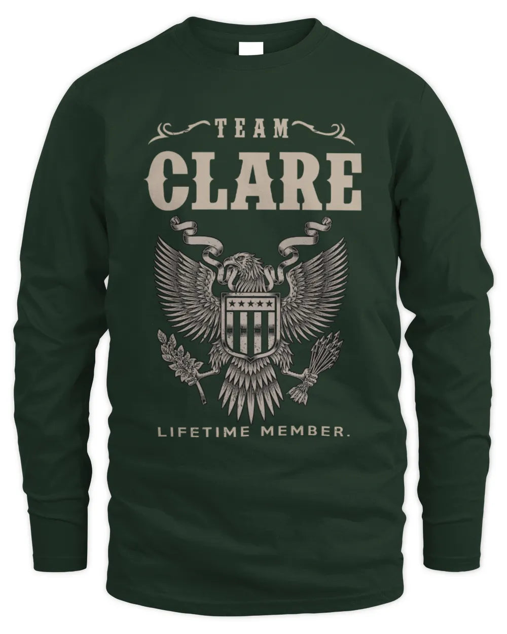 CLARE TP06-K82 – Personalized Classic Style Apparel “Team NAME Lifetime Member” - Men's Long Sleeved T-Shirt - Forest Green