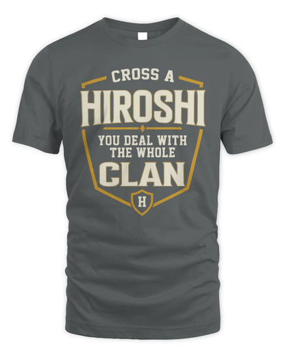 HIROSHI NT1-K008 Cross A/An NAME, You Deal With the Whole Clan | Personalized Vintage T-Shirt - Unisex Standard T-Shirt - Charcoal