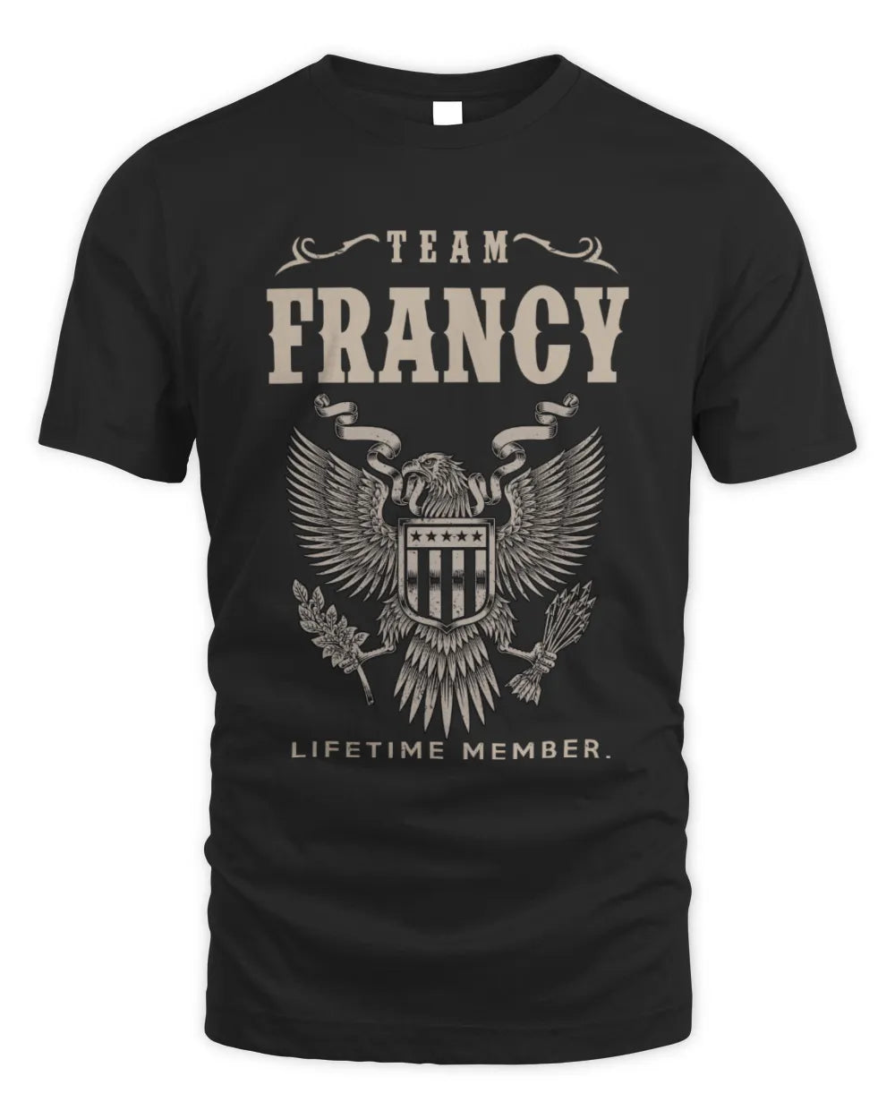 FRANCY TP06-K82 – Personalized Classic Style Apparel “Team NAME Lifetime Member” - Unisex Standard T-Shirt - Black
