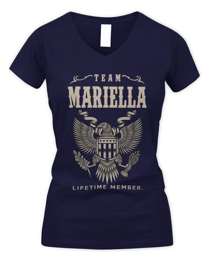 MARIELLA TP06-K82 – Personalized Classic Style Apparel “Team NAME Lifetime Member” - Women's V-Neck T-Shirt - Navy