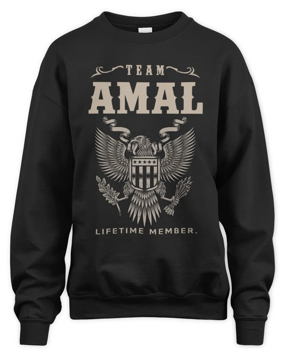 AMAL TP06-K82 – Personalized Classic Style Apparel “Team NAME Lifetime Member” - Unisex Sweatshirt - Black