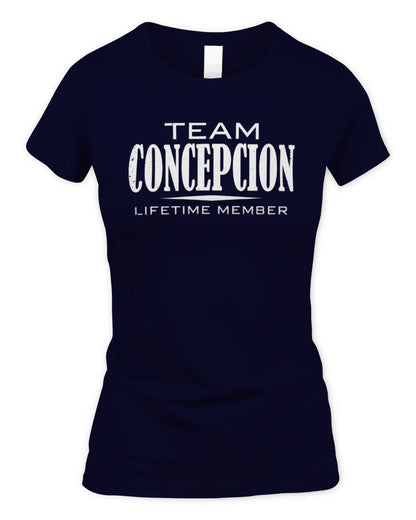CONCEPCION BL62-K4-128 - Personalized “Team NAME Lifetime Member” - Women's Standard T-Shirt - Navy