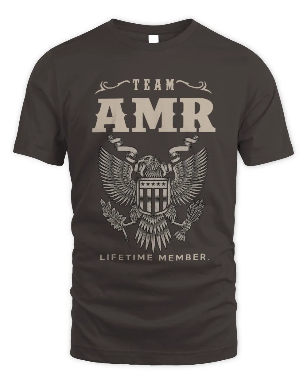 AMR TP06-K82 – Personalized Classic Style Apparel “Team NAME Lifetime Member” - Unisex Standard T-Shirt - Dark Chocolate