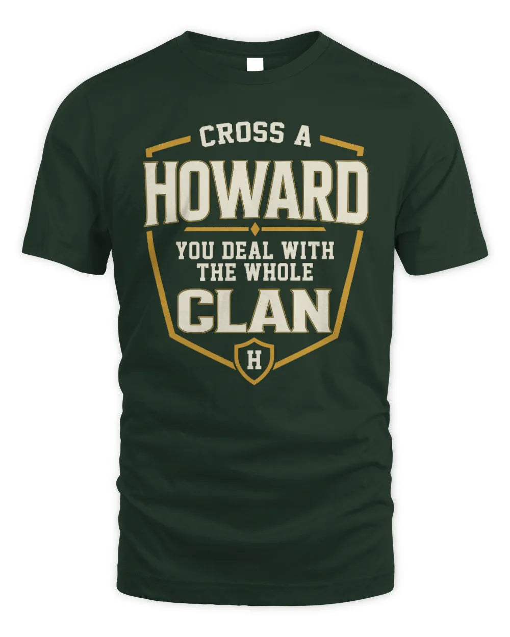 HOWARD NT1-K008 Cross A/An NAME, You Deal With the Whole Clan | Personalized Vintage T-Shirt - Unisex Standard T-Shirt - Forest Green