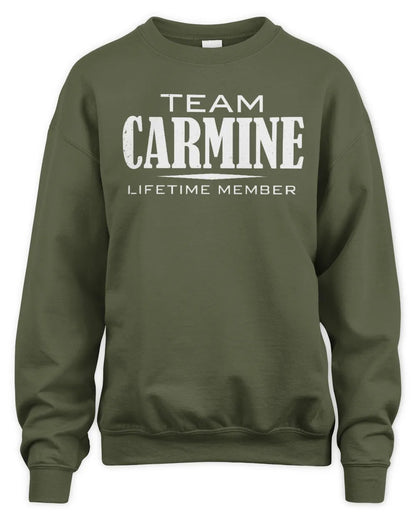 CARMINE BL62-K4-128 - Personalized “Team NAME Lifetime Member” - Unisex Sweatshirt - Military Green