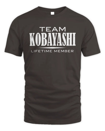 KOBAYASHI BL62-K4-128 - Personalized “Team NAME Lifetime Member” - Unisex Standard T-Shirt - Dark Chocolate