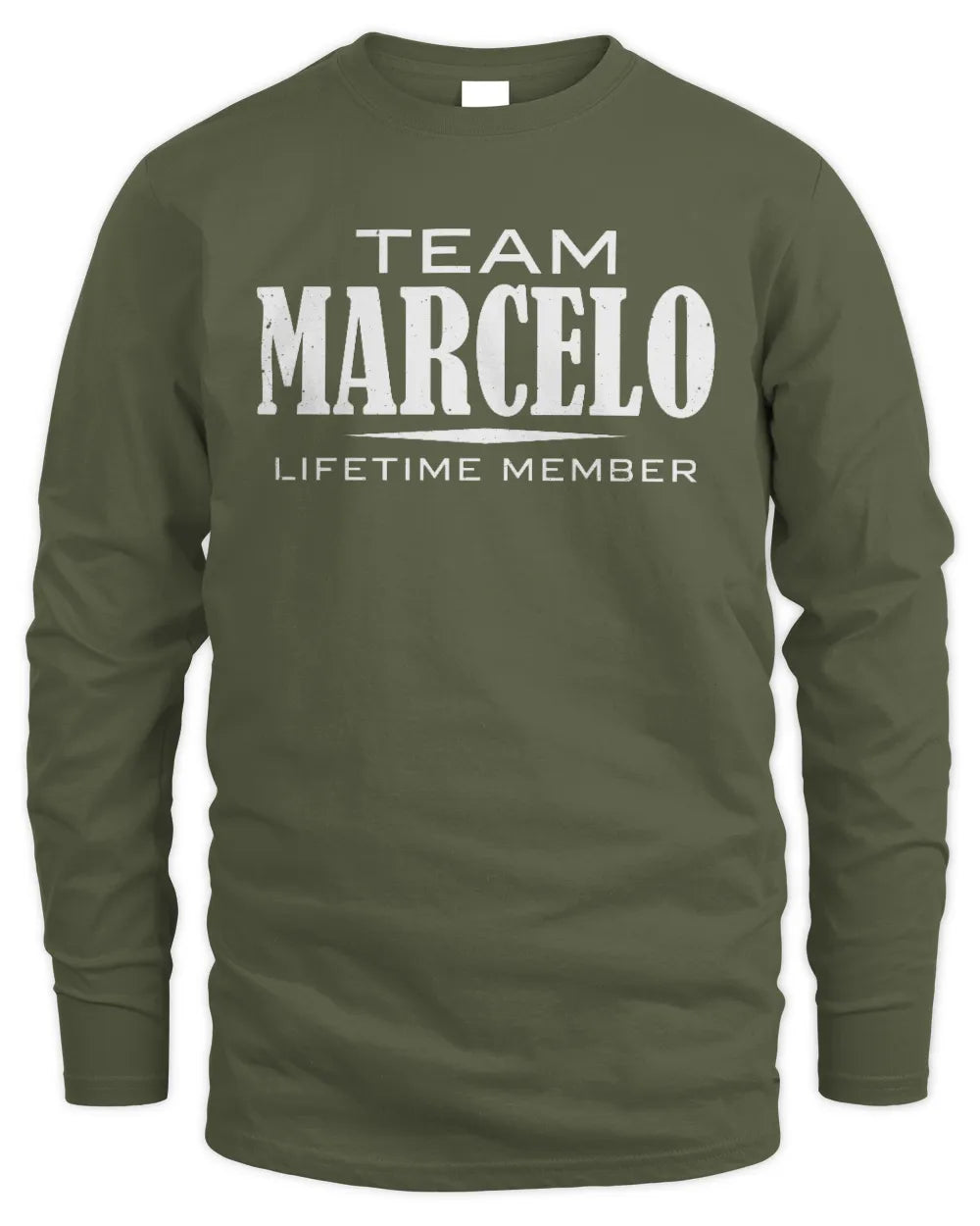 MARCELO BL62-K4-128 - Personalized “Team NAME Lifetime Member” - Men's Long Sleeved T-Shirt - Military Green