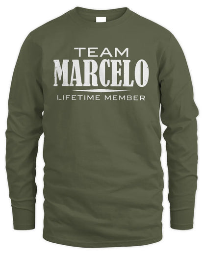 MARCELO BL62-K4-128 - Personalized “Team NAME Lifetime Member” - Men's Long Sleeved T-Shirt - Military Green