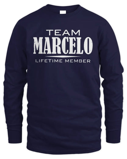 MARCELO BL62-K4-128 - Personalized “Team NAME Lifetime Member” - Men's Long Sleeved T-Shirt - Navy