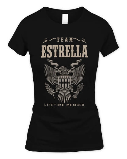 ESTRELLA TP06-K82 – Personalized Classic Style Apparel “Team NAME Lifetime Member” - Women's Standard T-Shirt - Black