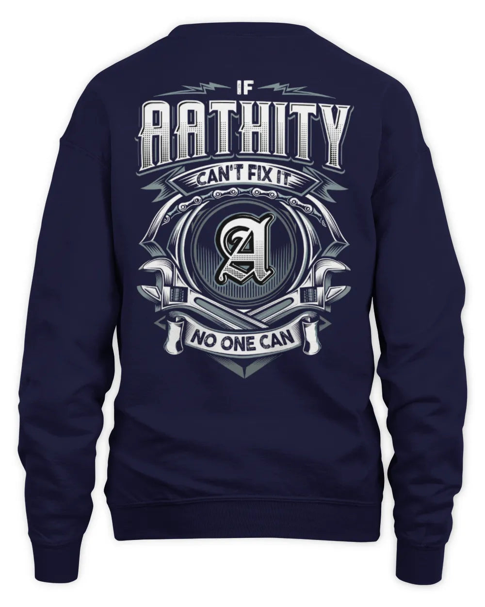 AATHITY AP81-K4-626 - Personalized Ahmed Quote Apparel “If Ahmed Can't Fix It, No One Can” - Unisex Sweatshirt - Navy