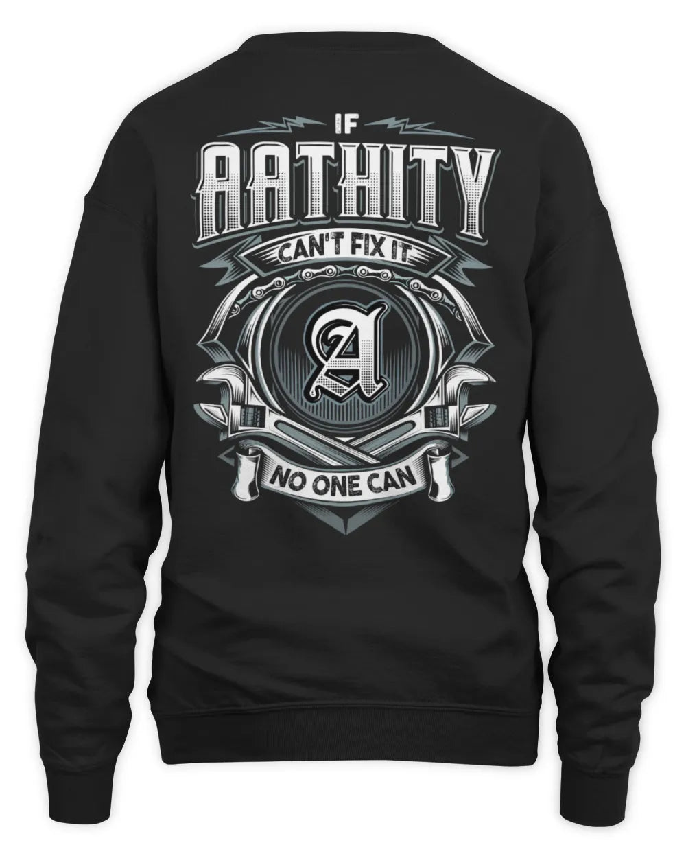 AATHITY AP81-K4-626 - Personalized Ahmed Quote Apparel “If Ahmed Can't Fix It, No One Can” - Unisex Sweatshirt - Black