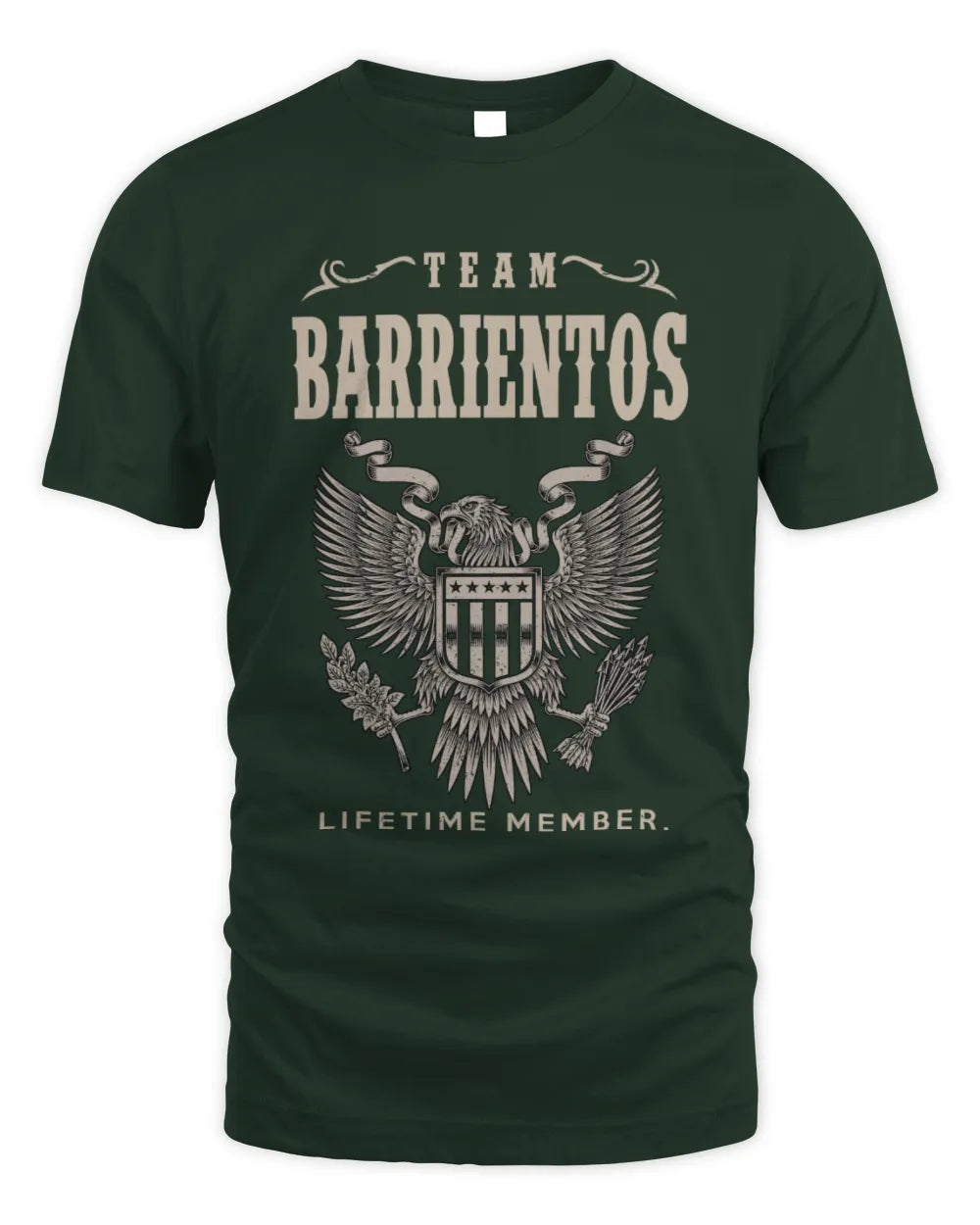 BARRIENTOS TP06-K82 – Personalized Classic Style Apparel “Team NAME Lifetime Member” - Unisex Standard T-Shirt - Forest Green