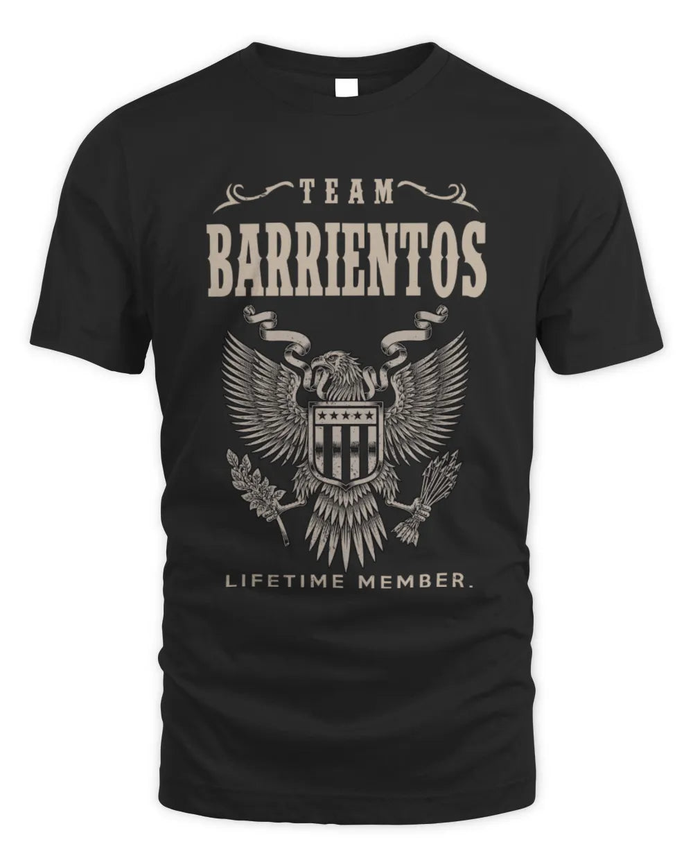 BARRIENTOS TP06-K82 – Personalized Classic Style Apparel “Team NAME Lifetime Member” - Unisex Standard T-Shirt - Black