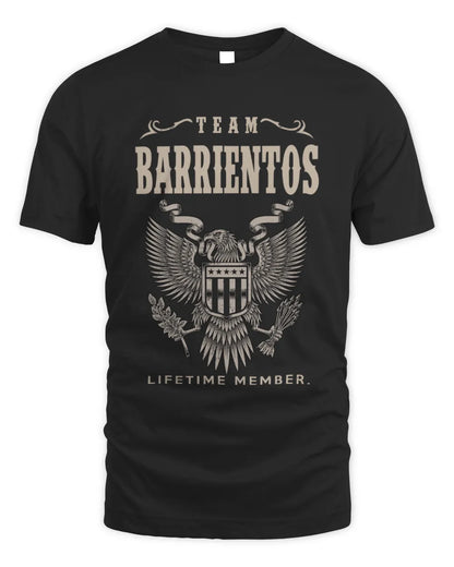 BARRIENTOS TP06-K82 – Personalized Classic Style Apparel “Team NAME Lifetime Member” - Unisex Standard T-Shirt - Black