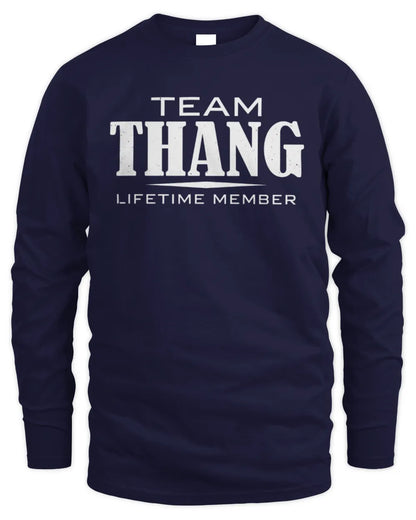 THANG BL62-K4-128 - Personalized “Team NAME Lifetime Member” - Men's Long Sleeved T-Shirt - Navy