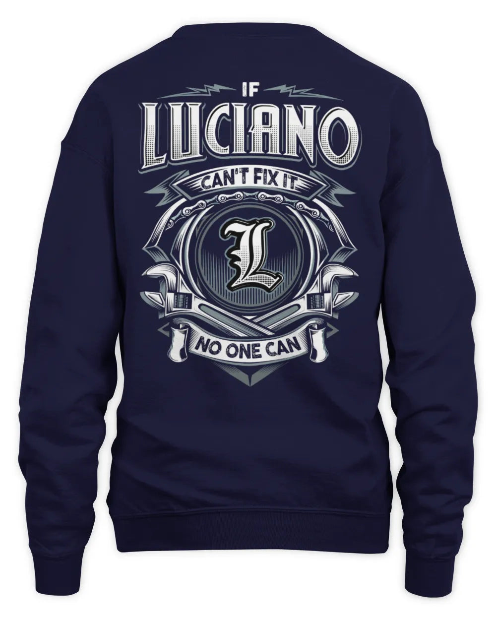 LUCIANO AP81-K4-626 - Personalized Ahmed Quote Apparel “If Ahmed Can't Fix It, No One Can” - Unisex Sweatshirt - Navy