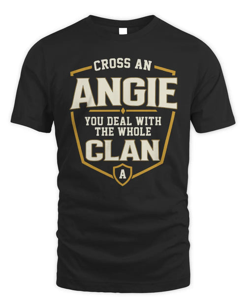 ANGIE NT1-K008 Cross A/An NAME, You Deal With the Whole Clan | Personalized Vintage T-Shirt - Unisex Standard T-Shirt - Black