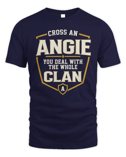 ANGIE NT1-K008 Cross A/An NAME, You Deal With the Whole Clan | Personalized Vintage T-Shirt - Unisex Standard T-Shirt - Navy