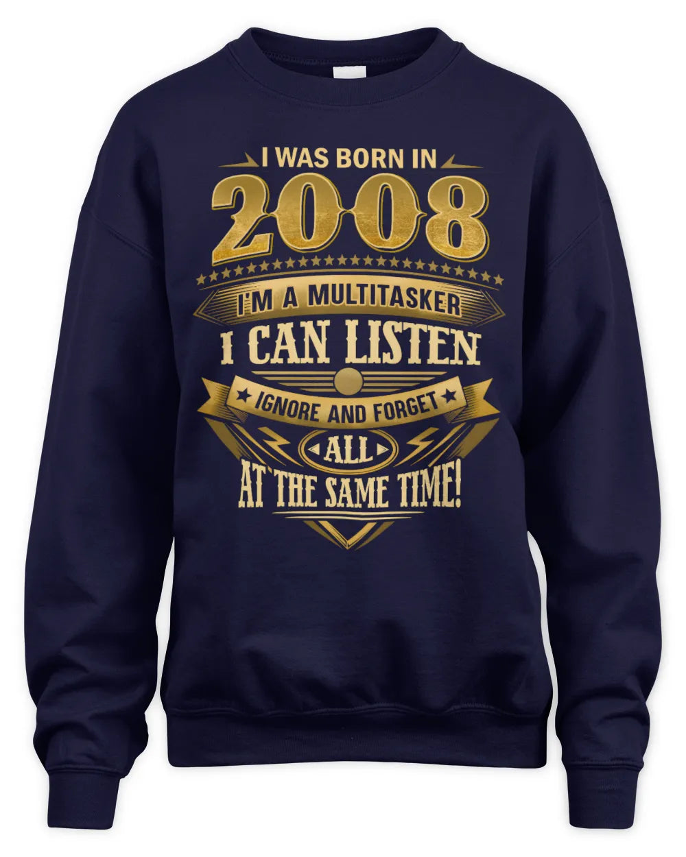 2008 HH89-K2 – Funny Birth Year Multitasker Quote T-Shirt - Unisex Sweatshirt - Navy
