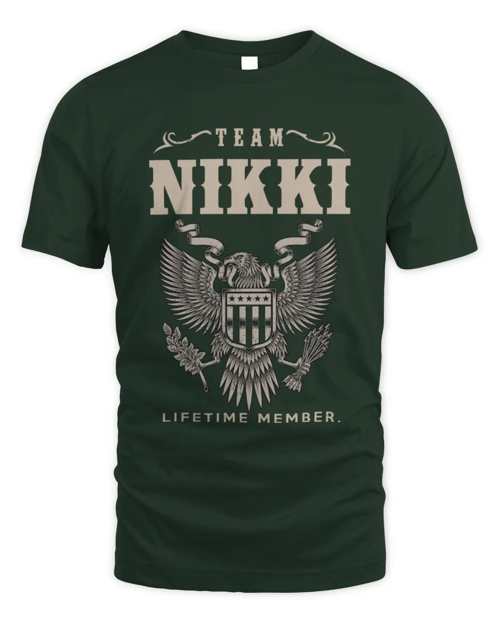 NIKKI TP06-K82 – Personalized Classic Style Apparel “Team NAME Lifetime Member” - Unisex Standard T-Shirt - Forest Green