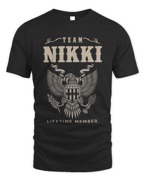 NIKKI TP06-K82 – Personalized Classic Style Apparel “Team NAME Lifetime Member” - Unisex Standard T-Shirt - Black