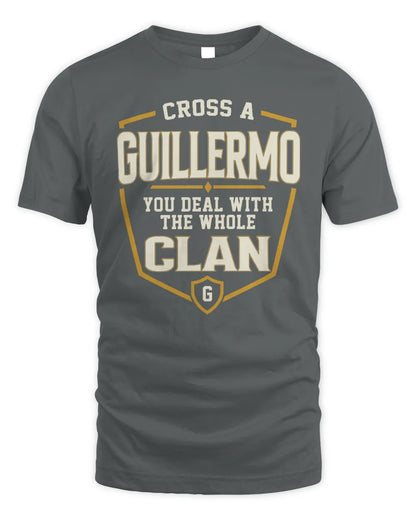 GUILLERMO NT1-K008 Cross A/An NAME, You Deal With the Whole Clan | Personalized Vintage T-Shirt - Unisex Standard T-Shirt - Charcoal