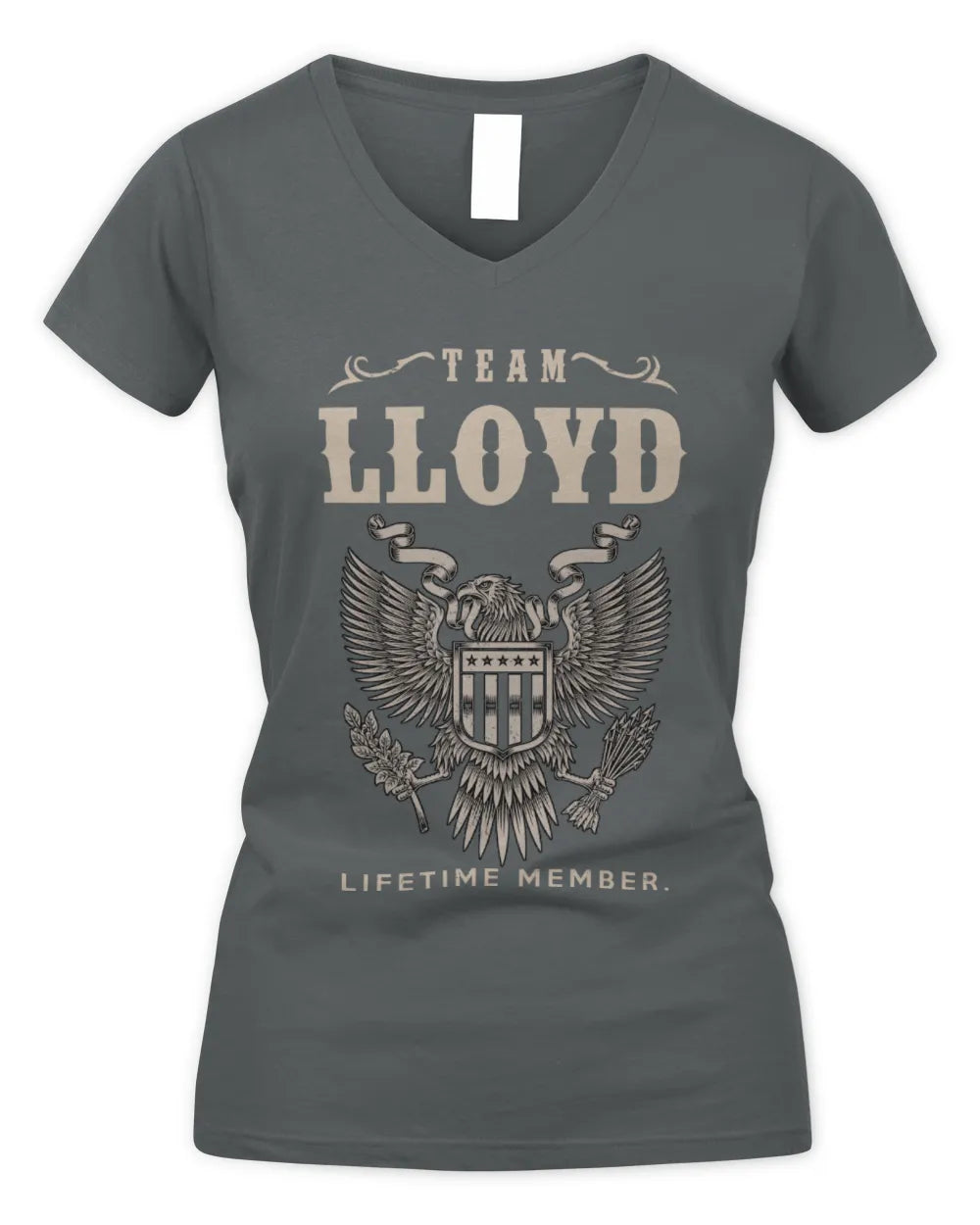 LLOYD TP06-K82 – Personalized Classic Style Apparel “Team NAME Lifetime Member” - Women's V-Neck T-Shirt - Charcoal