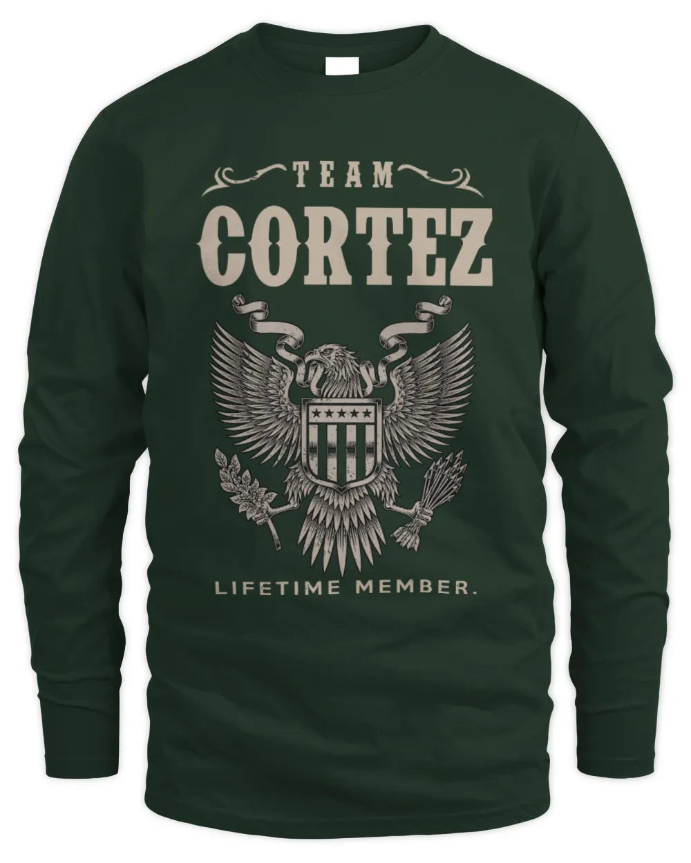 CORTEZ TP06-K82 – Personalized Classic Style Apparel “Team NAME Lifetime Member” - Men's Long Sleeved T-Shirt - Forest Green