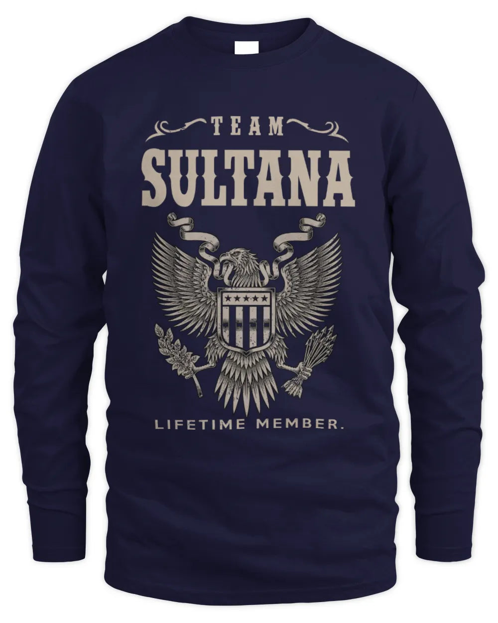 SULTANA TP06-K82 – Personalized Classic Style Apparel “Team NAME Lifetime Member” - Men's Long Sleeved T-Shirt - Navy
