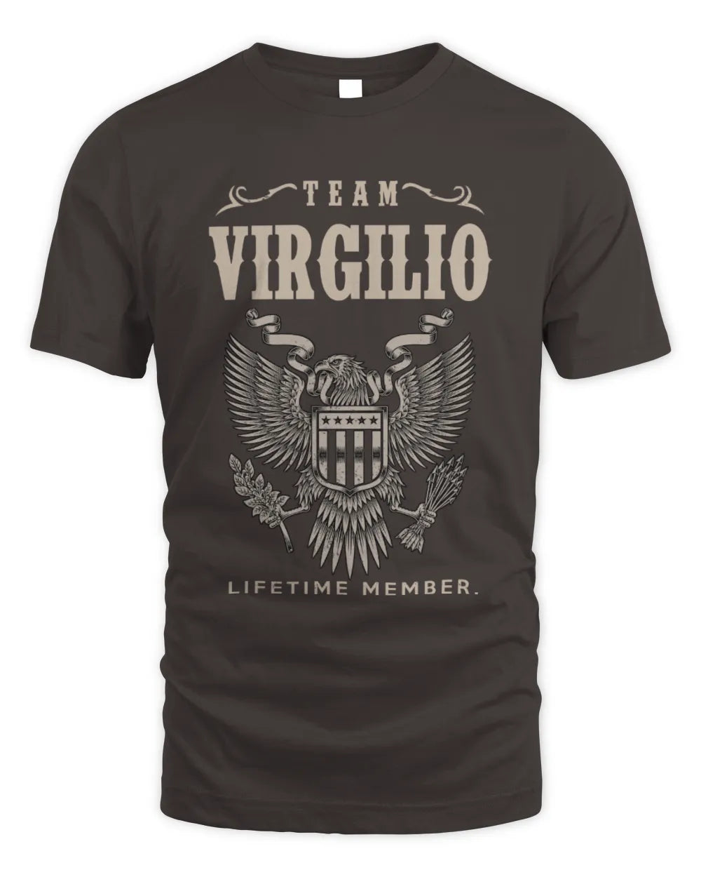 VIRGILIO TP06-K82 – Personalized Classic Style Apparel “Team NAME Lifetime Member” - Unisex Standard T-Shirt - Dark Chocolate