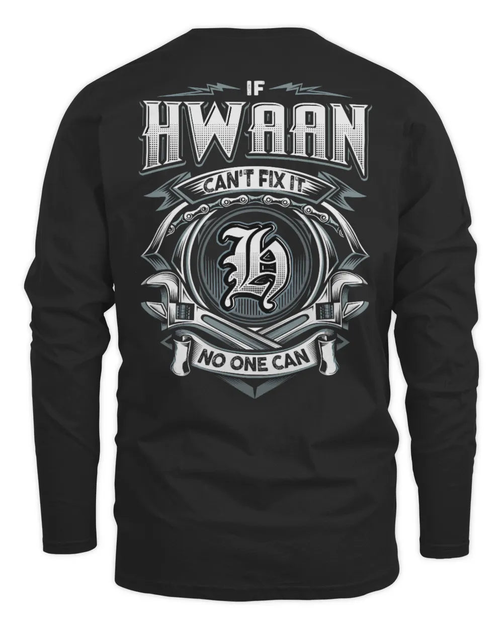 HWAAN AP81-K4-626 - Personalized Ahmed Quote Apparel “If Ahmed Can't Fix It, No One Can” - Men's Long Sleeved T-Shirt - Black