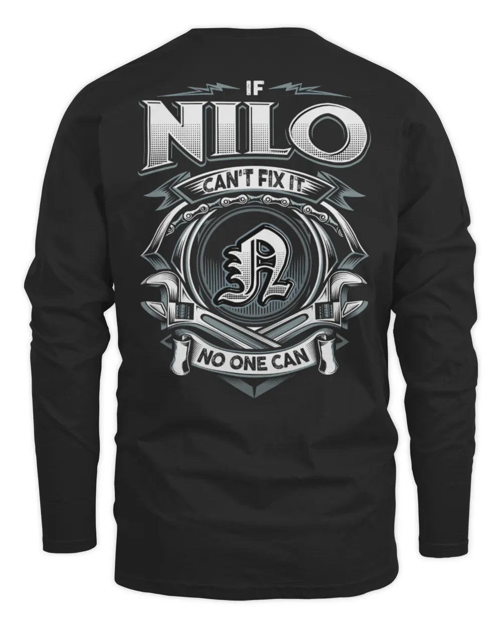NILO AP81-K4-626 - Personalized Ahmed Quote Apparel “If Ahmed Can't Fix It, No One Can” - Men's Long Sleeved T-Shirt - Black